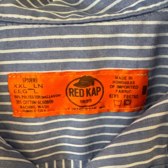 Lot Of 4 Men's Red Kap Heavy Duty Blue Striped Button Down Shirt Workwear - Picture 2 of 3